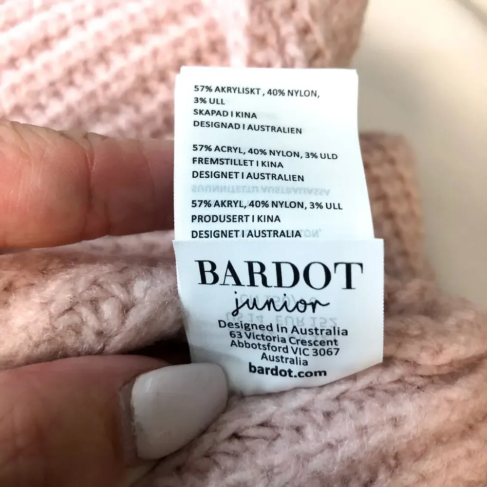 BARDOT JUNIOR Girl's Cozy Cable Knit Crewneck Sweater Size 14 Pink Potpourri NWT
